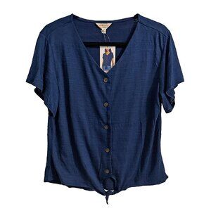 Weatherproof Navy Blue Button-Down Women's Shirt